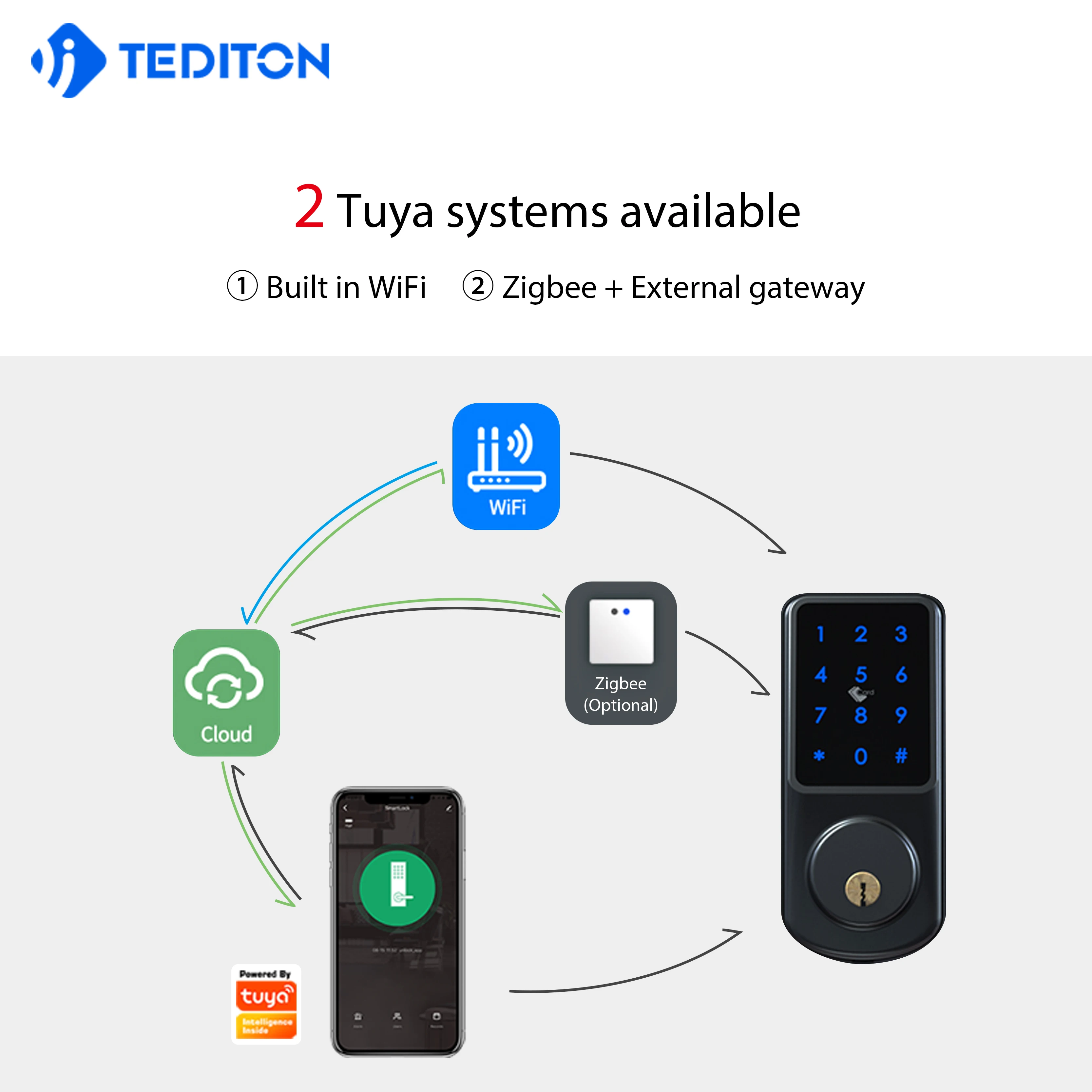 High Quality Electric Rfid Card Code Combination Wifi Smart Door Lock with Touch-Screen Keypad Deadbolt
