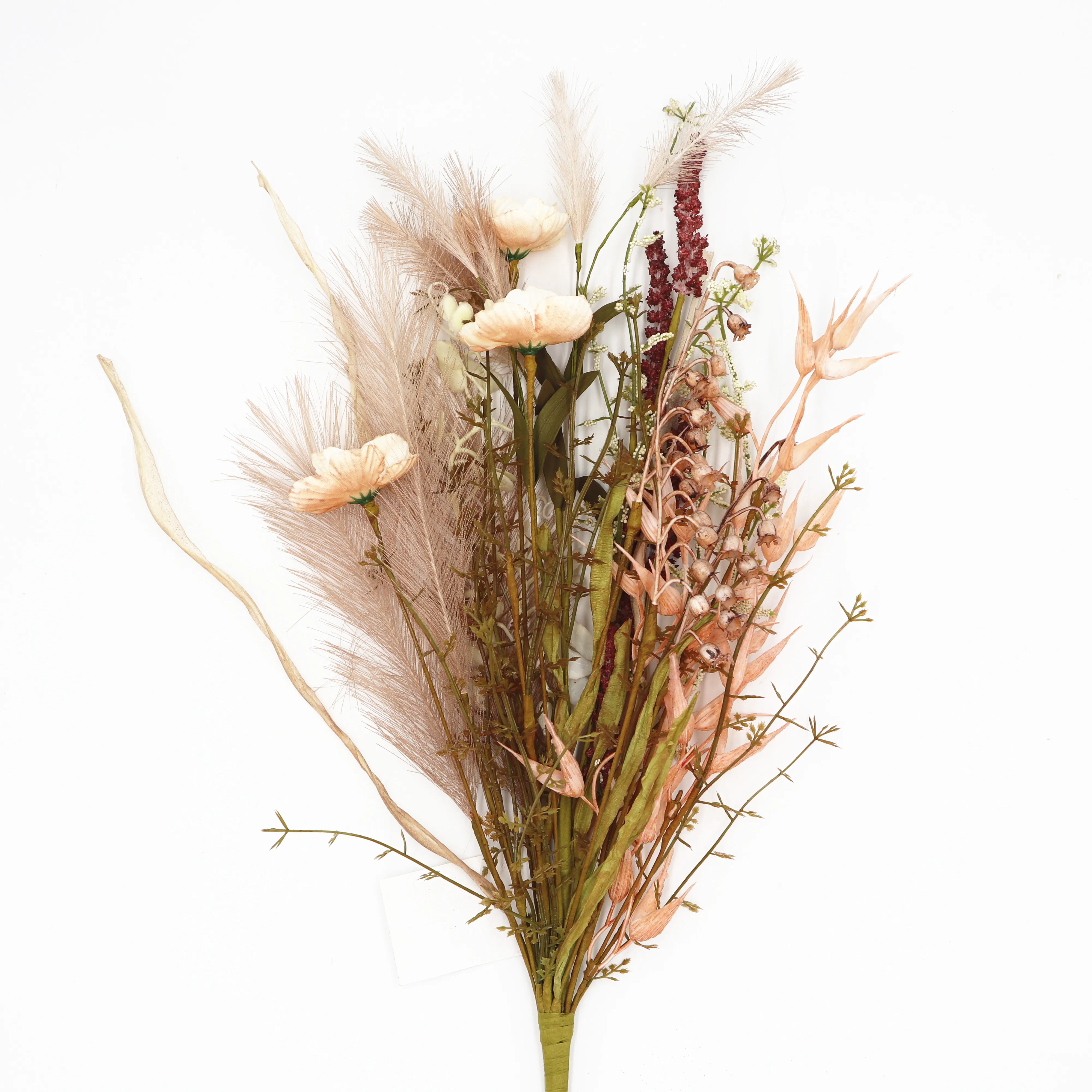 26 Inch Artificial Pampas Grass Wild Flowers Leaves Natural Dried Plants Mix for Home Arrangement Flower Bouquet Party Wedding D