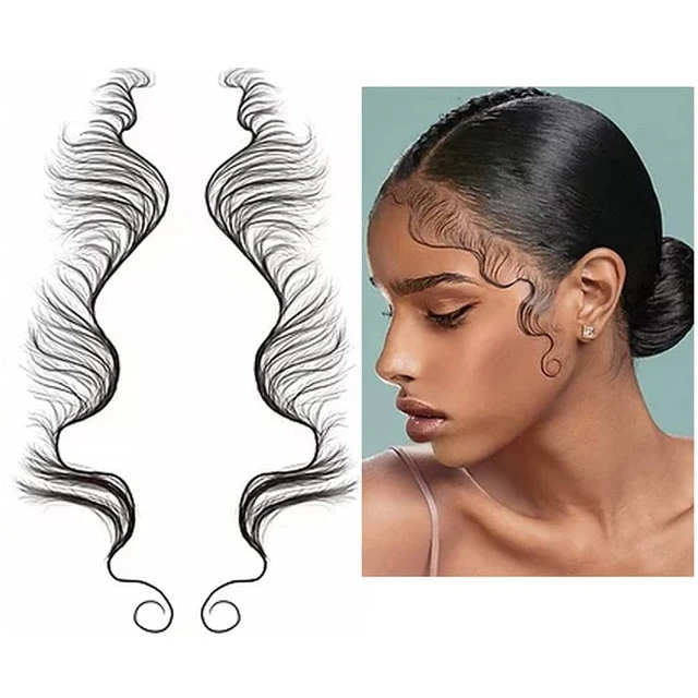 Custom small women girls hairline edges 3d baby hair tattoo sticker