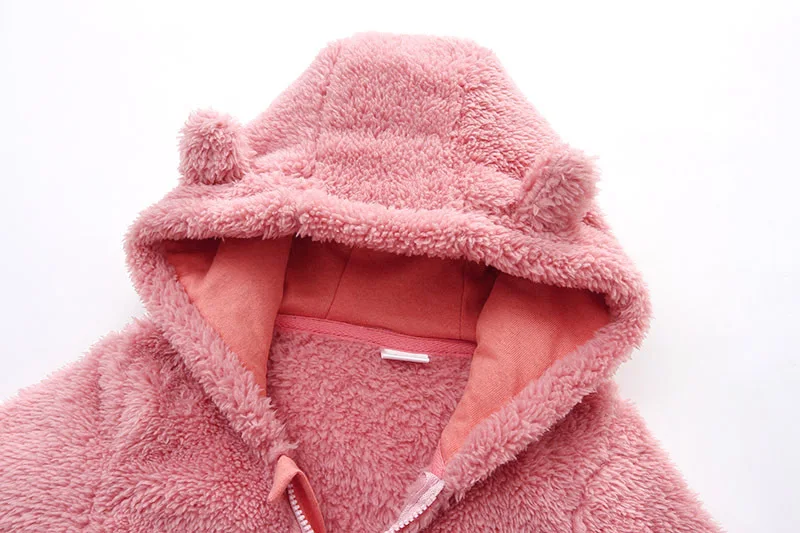 Fashion Thick Warm Children Winter Wear Fleece Baby Jumpsuit Overalls Girls  HoodedFooted Toddler Pajamas Bodysuit