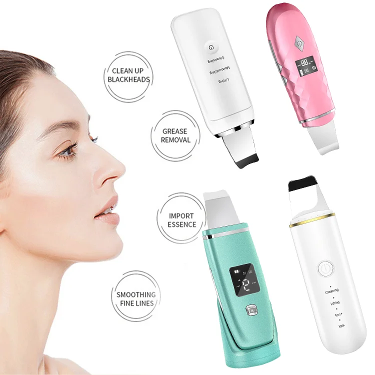 Ultra sonic beauty personal care acne pore beauty equipment facial cleaner dermabrasion ion ultrasonic skin scrubber