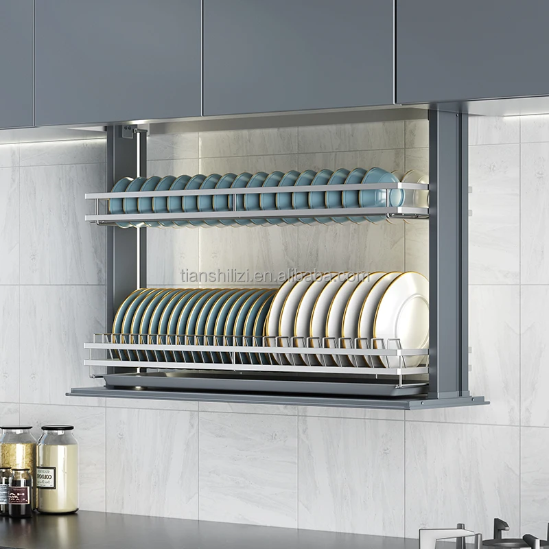 China Wholesale Price Intelligent Kitchen Cabinet Lifting System Plate Shelf Electric Smart Elevator Basket Storage Shelves