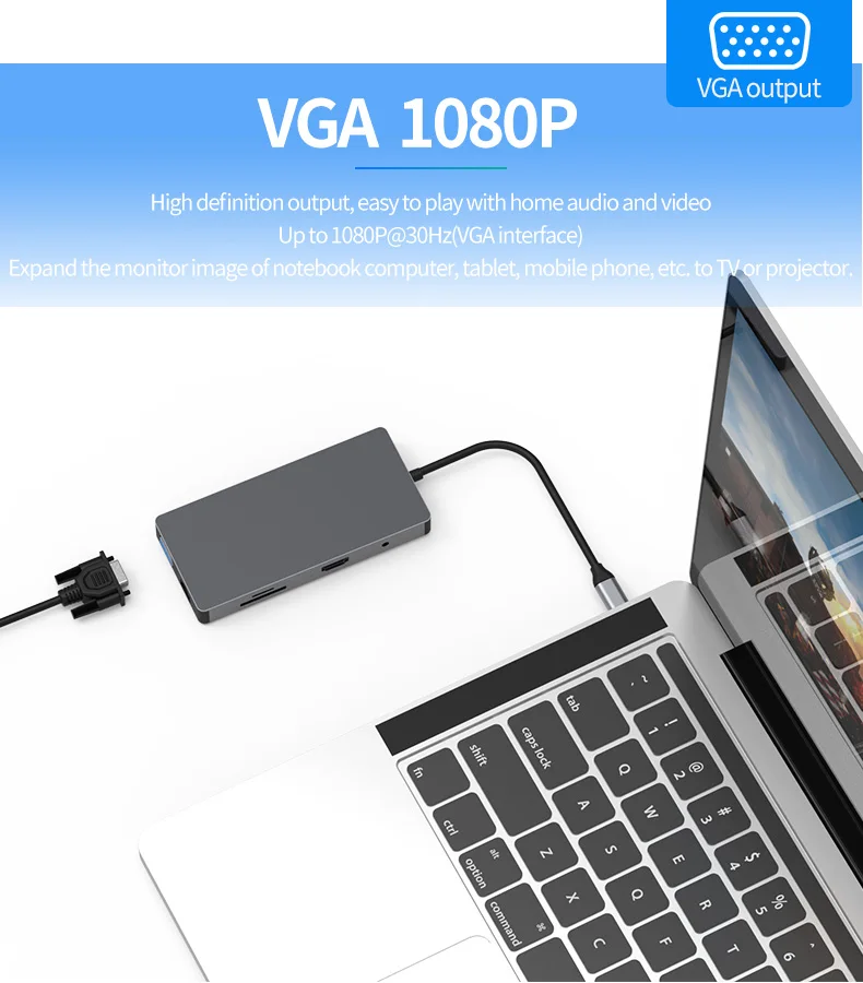10 портов Тип C хаб Rj45 Hdtv Vga Pd Usb-концентратор адаптер в 1 Usb-C концентратор для Macbook
