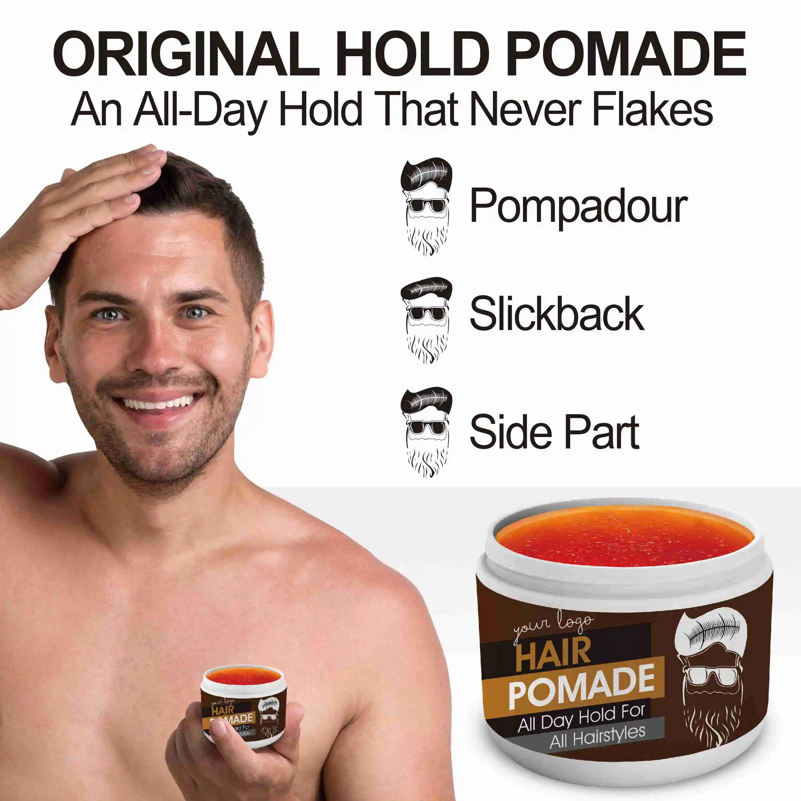 OEM ODM Customized Formula Strong Hold Men Private Label Water Based Hair Pomade