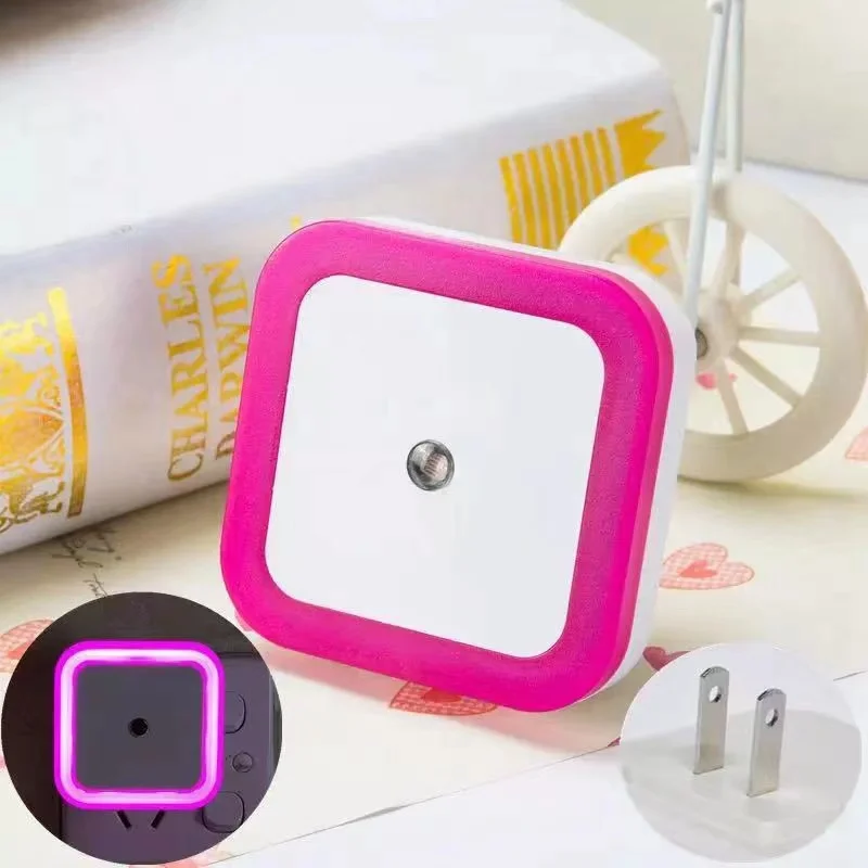 EU/US plug in smart LED night light square shape mini intelligent auto from dusk to dawn night lamp for nursing bedroom