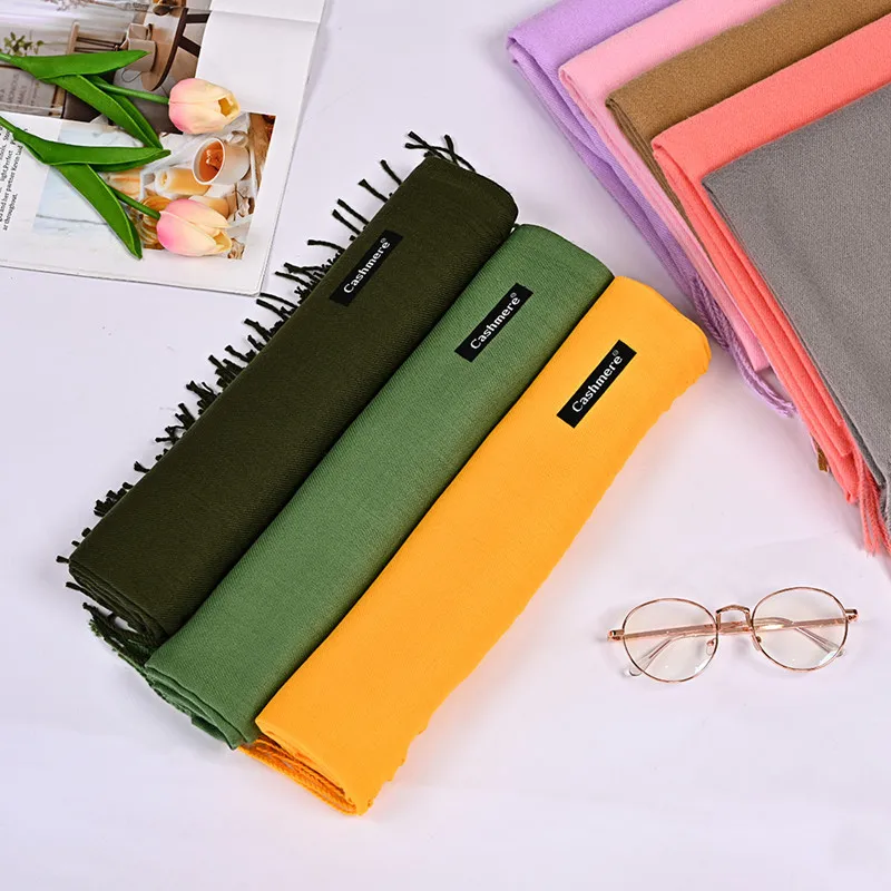 Large Soft Cashmere Silky Pashmina Solid Shawl Wrap Scarf for Women