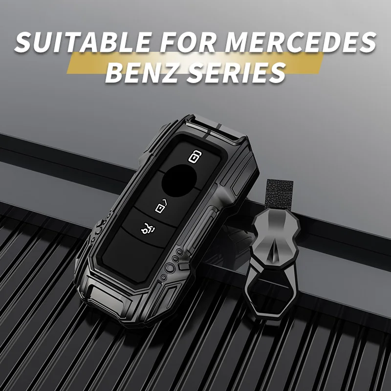 Zinc Alloy Leather Car Logo Key Case Cover For Mercedes Benz C S Class W223 W206 S350 S400 S450 S500 Key Fob Auto Accessories