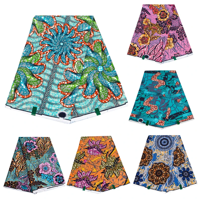 6 Yards 100% Cotton Veritable Original Ankara African Real Wax Prints Fabric Ghana Wax Nigeria Batik Wax Fabric