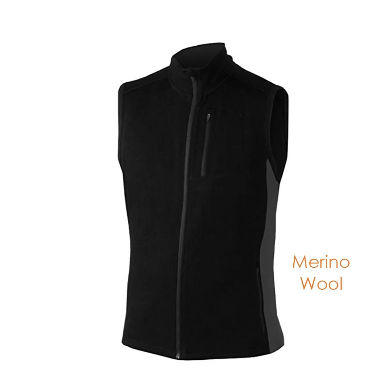 Solarwool Factory Custom Wind Proof Short Sleeve Sport Full Zip Merino Wool Waistcoat