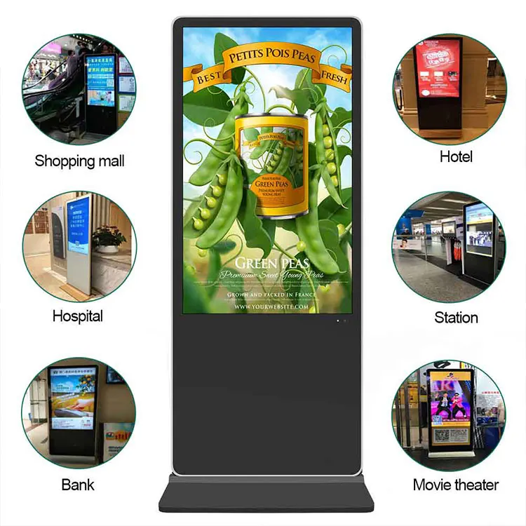 55 inch indoor floor stand electronic signage kiosk lcd touch screen advertising display for retail