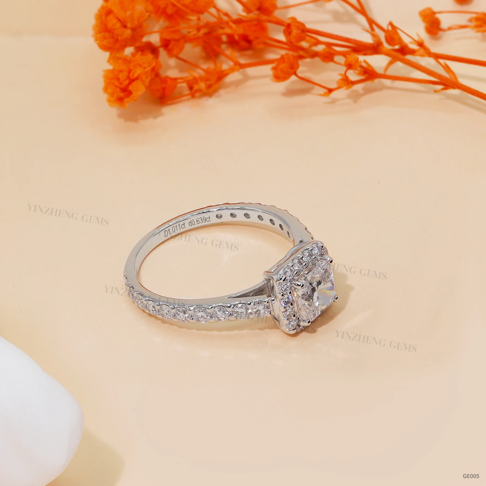 YinZheng lab grown diamond ring Square Cushion cut 1.56ct vvs lab diamond 14k gold lab grown diamond ring
