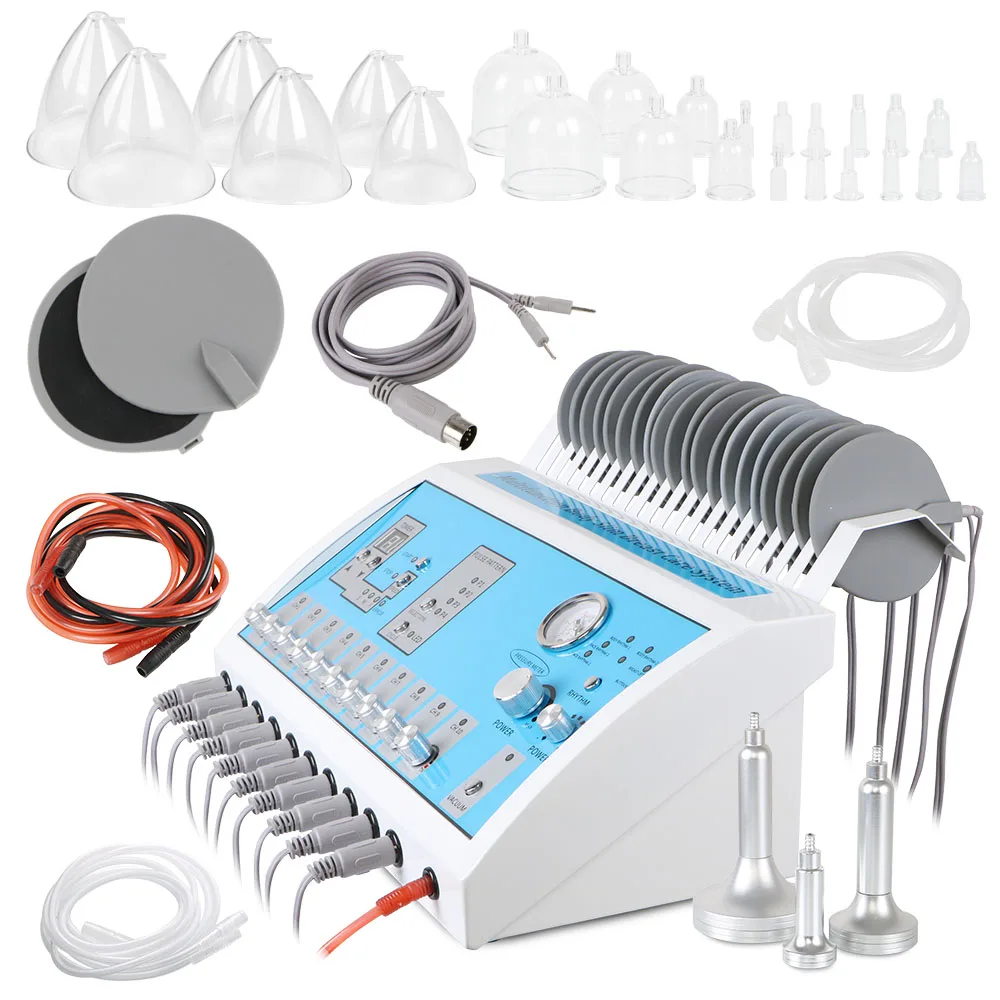 Factory Sale Electrostimulation Machine/ Russian Waves ems Electric Muscle Stimulator 2 in 1 vacuum breast suction