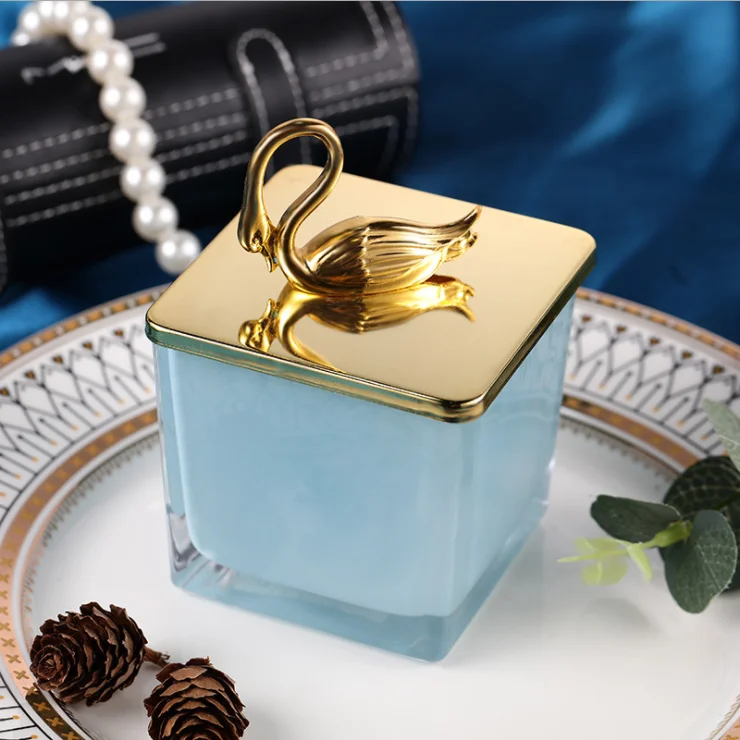 unique candle vessels luxury custom empty glass candle jar container with lids and gift box for candles making