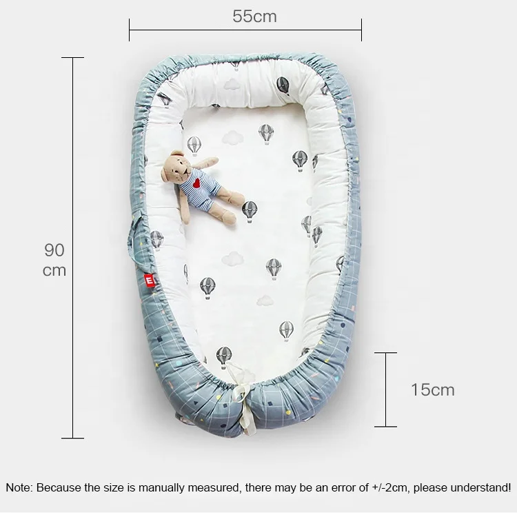 90*55*15cm New Portable Cotton Cradle Newborn Baby Crib Bassinet Bed Infant Nest Bed for Boys Girls Travel Bed