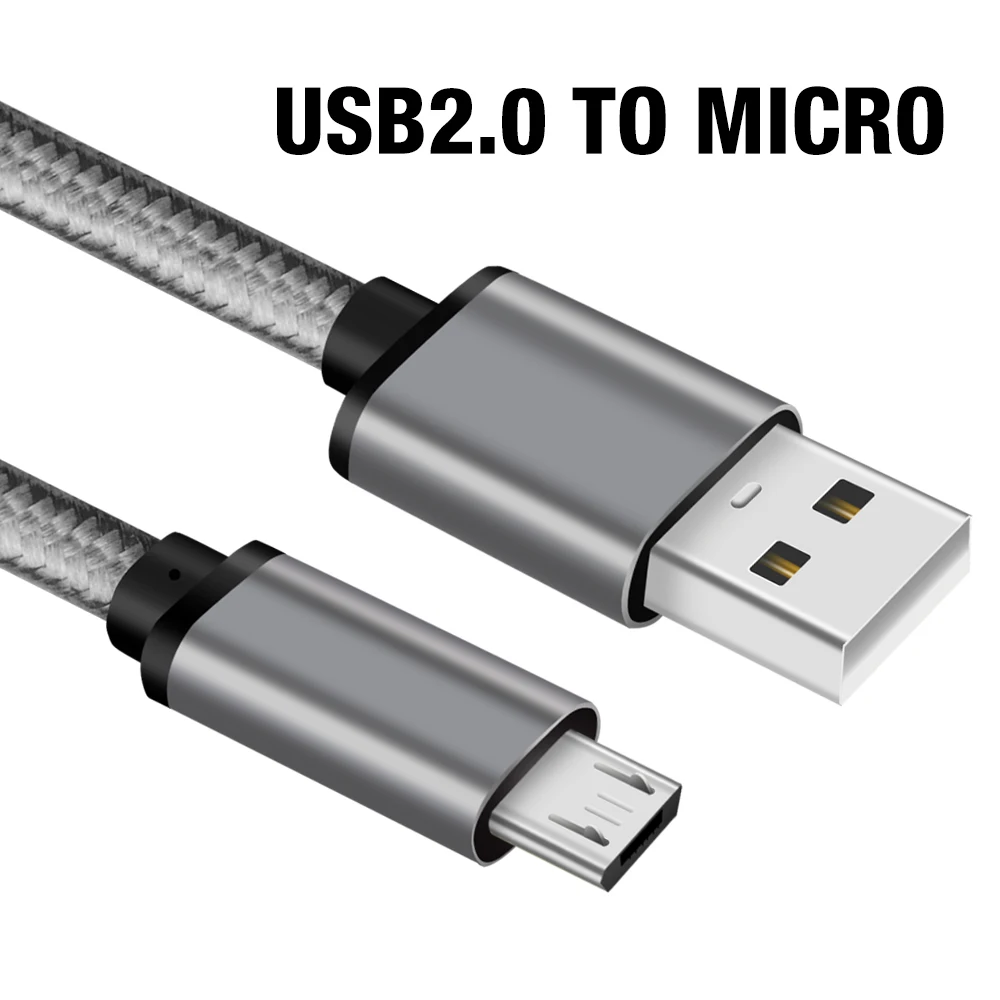 Factory OEM Nylon Braided Phone Charger Cable Micro Usb 2.4A Fast Charging cable Data Cable For Mobile Phone