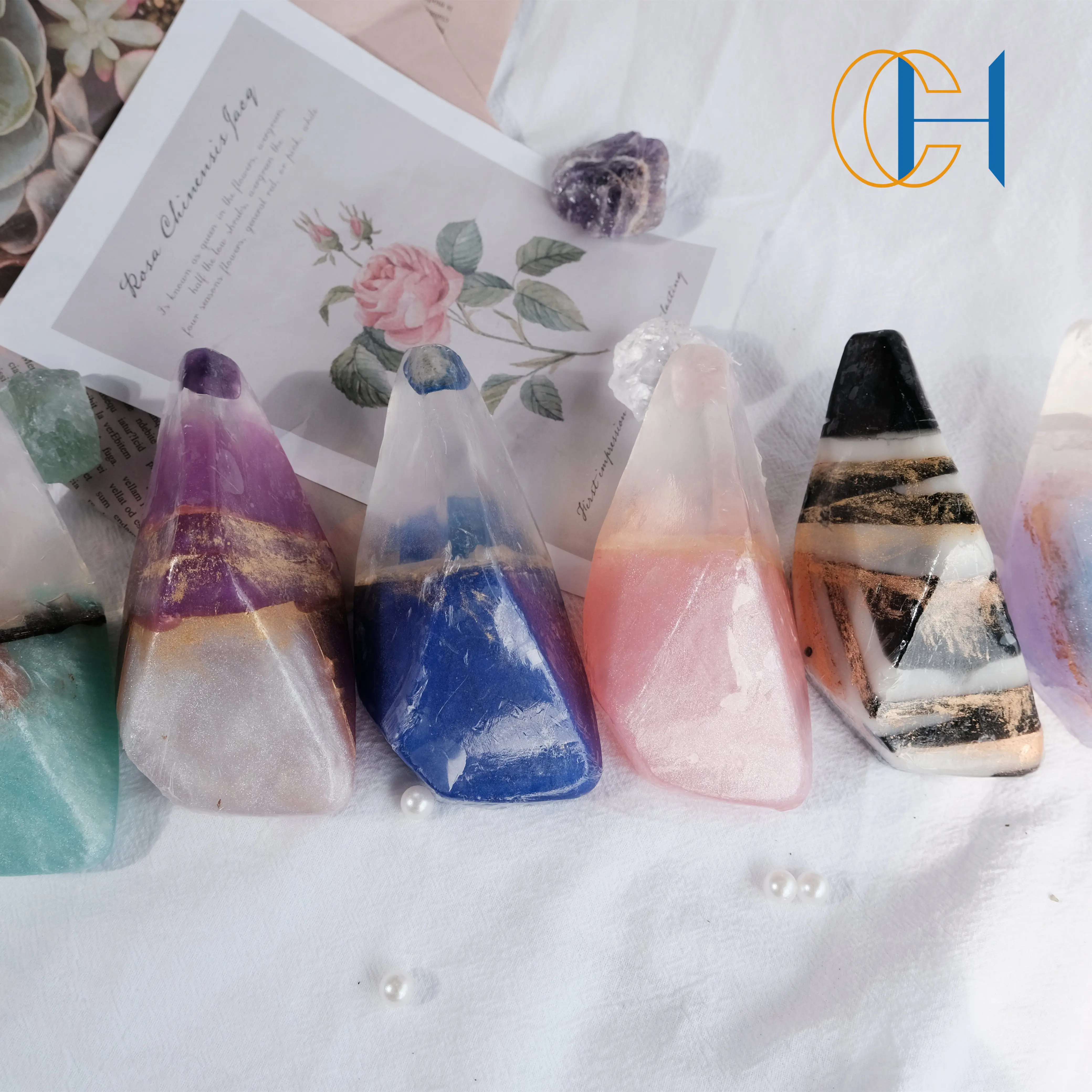 Premium Quality  spiritual soap stone shaped natural crystal gemstone arket soap peach scented custom logo soap for shower spa