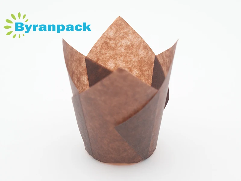 Tulip Baking Paper Cups Cupcake Muffin Liners Baking Cup Holder for Party,Weddings Brown Natural and White Color