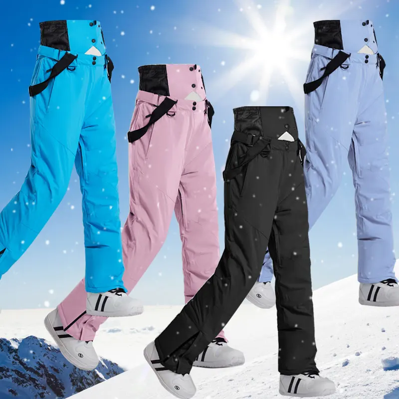 High Quality Men Women Ski Pants -30 Degree Outdoor Windproof Waterproof Warm Snow Trousers Winter Ski Snowboarding Pants