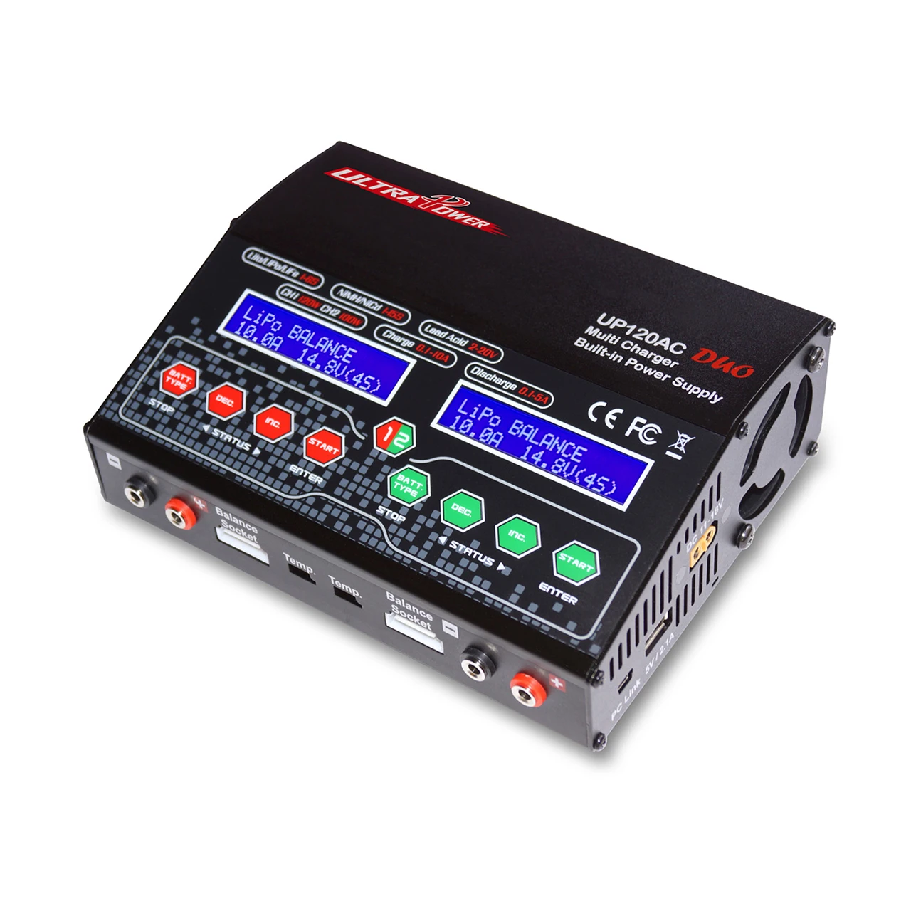 Ультра мощность UP120AC DUO 2x120W 2x12A LiPo LiHV LiIon LiFe NiMH NiCD Pb батарея баланс зарядное устройство для радиоуправляемого дрона квадрокоптера
