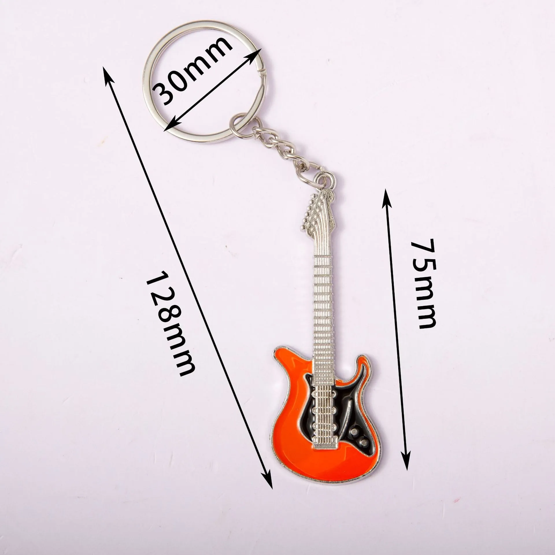 Metal Musical Pendant Car Key Rings Silver Color Women Man Handbag Ornaments Accessories Gifts Trendy Guitar Keychains