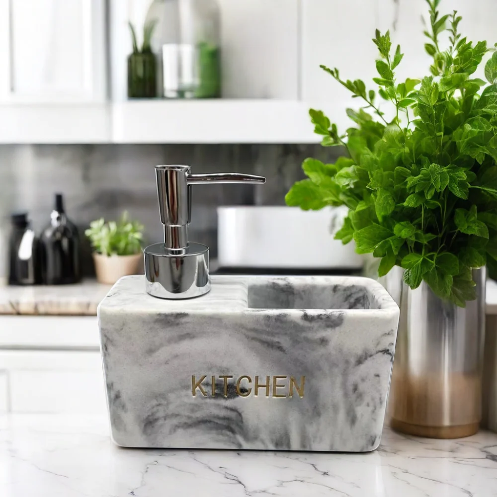 Modern Design Marble Resin Emulsion Bottle Soap Dispenser Multifunctional Liquid Pump Type for Bathroom Kitchen Toilet Use