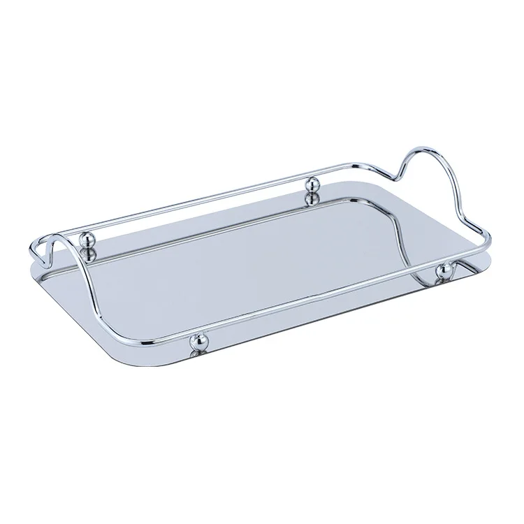 Nordic Stainless Steel Rectangular Home Large Plate Tea Cup Tray