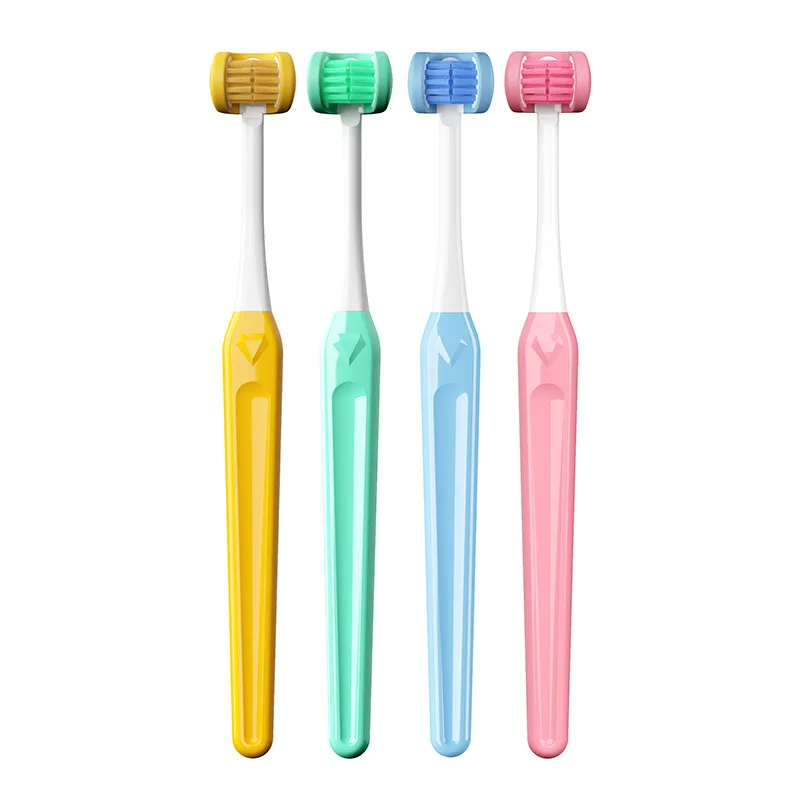 Hot sale new design children 3 sided toothbrush1pc 3-sided toothbrush soft and gentle clean 360 three sided toothbrush for men