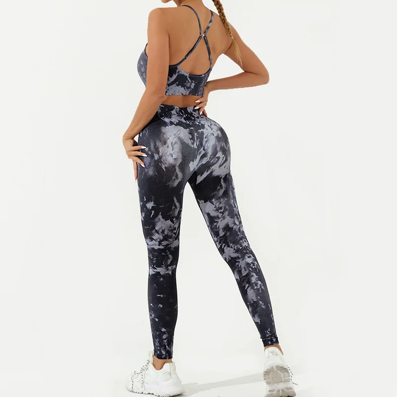 Hot New Arrival Nylon spandex Women Seamless Sport wear Yoga Wear Set Tie dye
