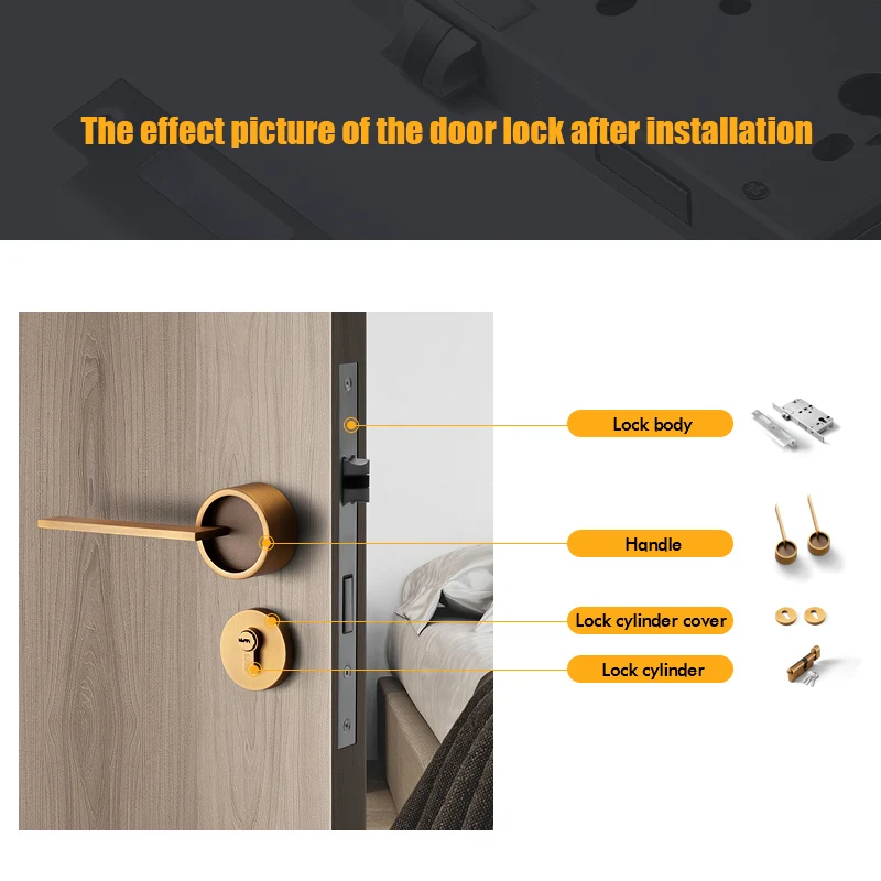 Modern Interior Zinc Alloy Door Lock Lever Handle New Style Wooden Handle for Hotel Bathrooms Steel Material