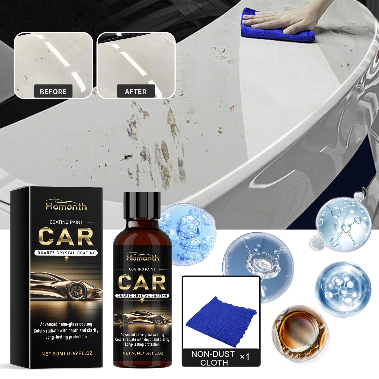 Homonth Crystal Coating Car Polishing Nano Crystal Coating Agent Restore Plastic Parts Crystal Coating Car