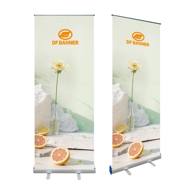 Custom Size Lightweight Aluminum Roll-Up Banner Display Stand Portable Foldable Retractable Exhibition Advertising Printed Type