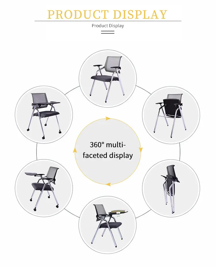 Foldable Training Center Meeting Room Office Chair Plastic Meeting School Learning Training Chairs with Writing Table