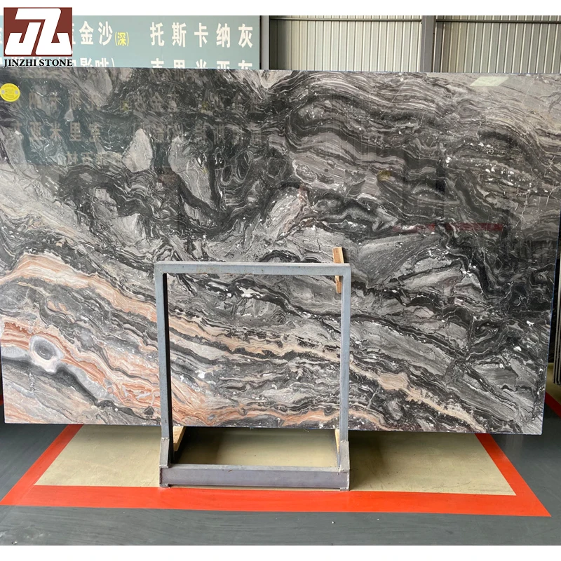 Wave grey marble Natural Stone big slab tile floor wall  stairs step  dining table  marble tile