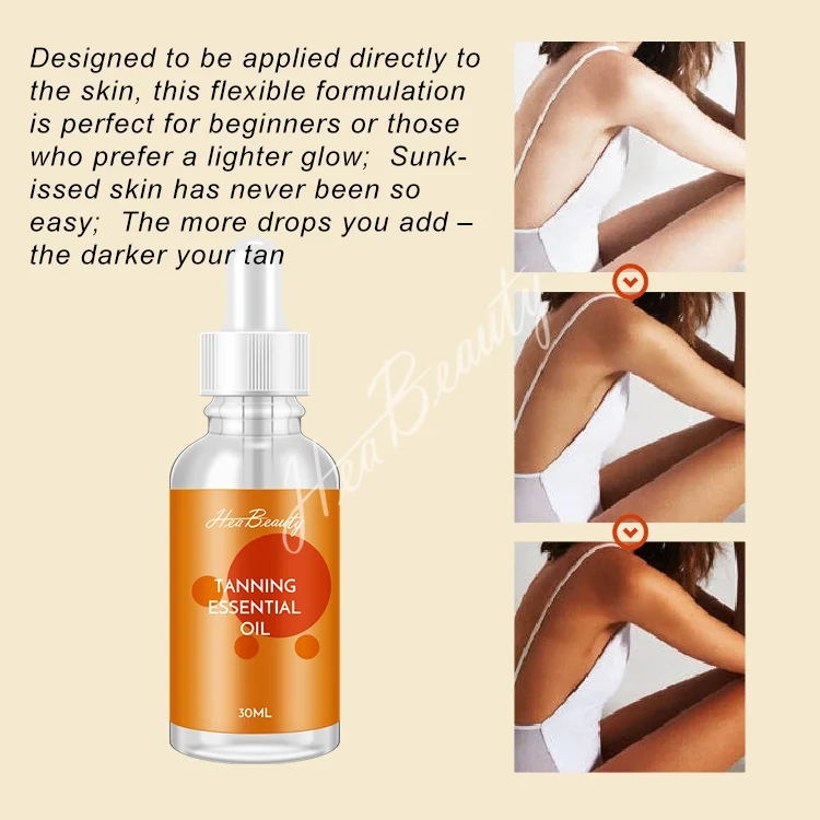 Heabeauty Low Moq Face Eye Area Anti Aging Vitamin c Fake Tanning Peptide Drops Serum Sun Tanning Oil with Hyaluronic Acid