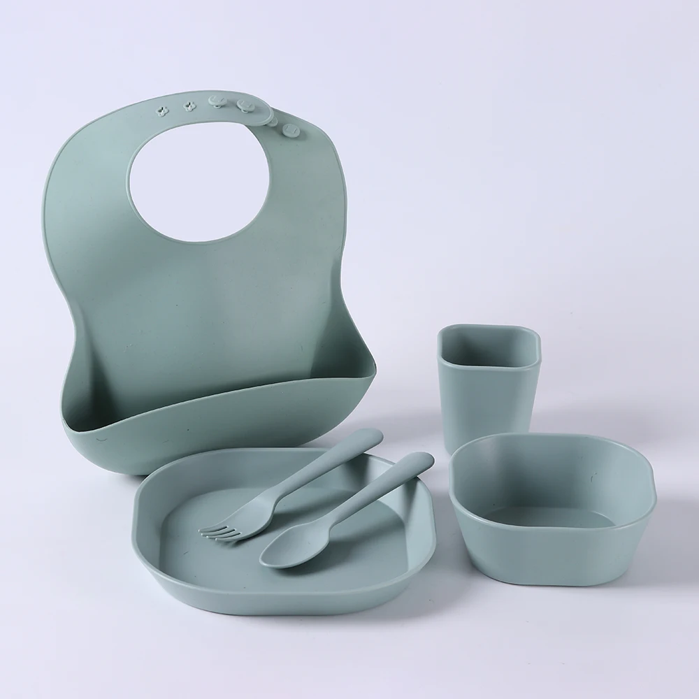Wholesale Custom  Baby  Feeding Tableware Set Bpa Free Silicone Baby Feeding Set Baby Feeding Eating Set