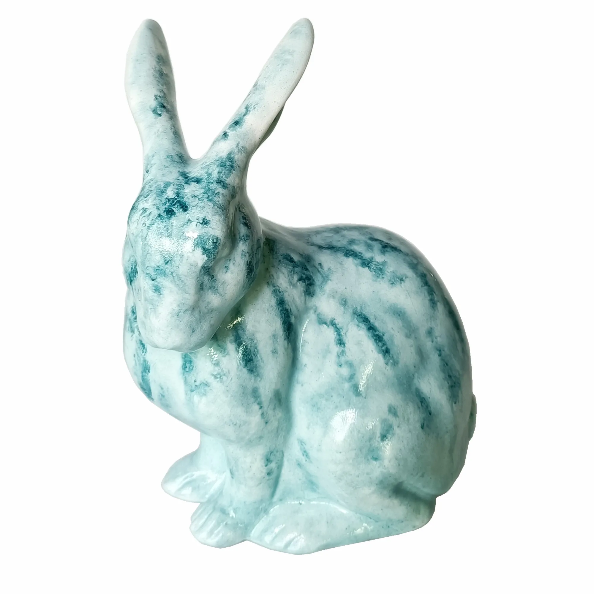 Садовое украшение, сидячий кролик из синей смолы, статуэтка, пасхальное украшение, античная цветная Статуэтка кролика