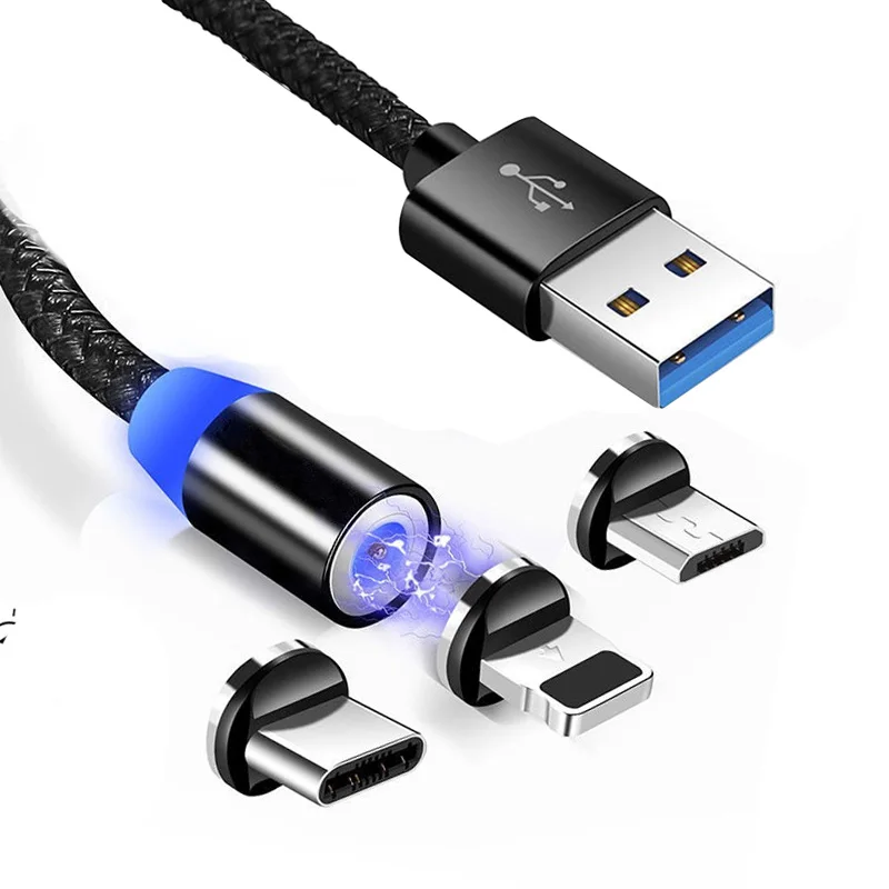 
3 in 1 usb cable micro usb c type c iso 360 Rotate Magnetic Charging Cable for iphone fast charging Magnetico Magnet usb cable 