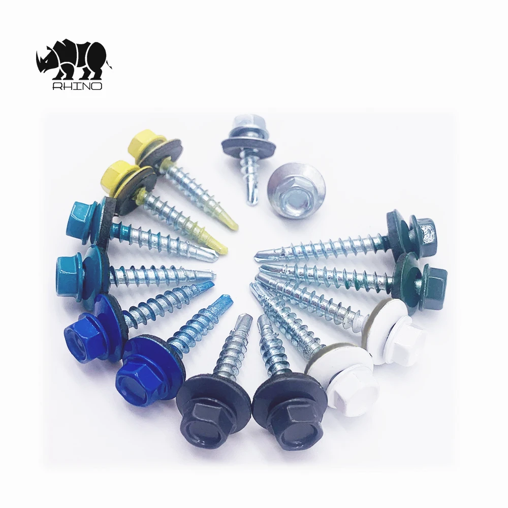 hot selling hex head self-drilling screws color metal painted hex flange head window/wood screws roofing screws