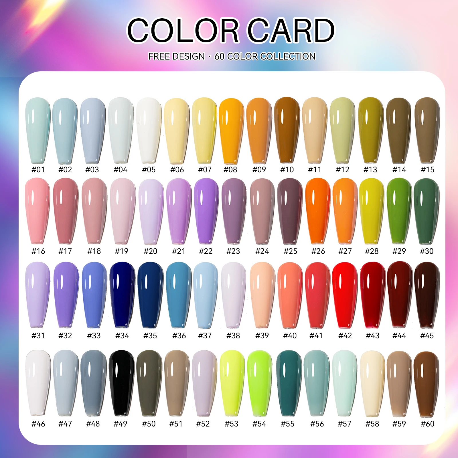 JTING Hot popular 60colors summer collection gel nail polish set box 15ml bottle free color book uv led nail gel polish kit