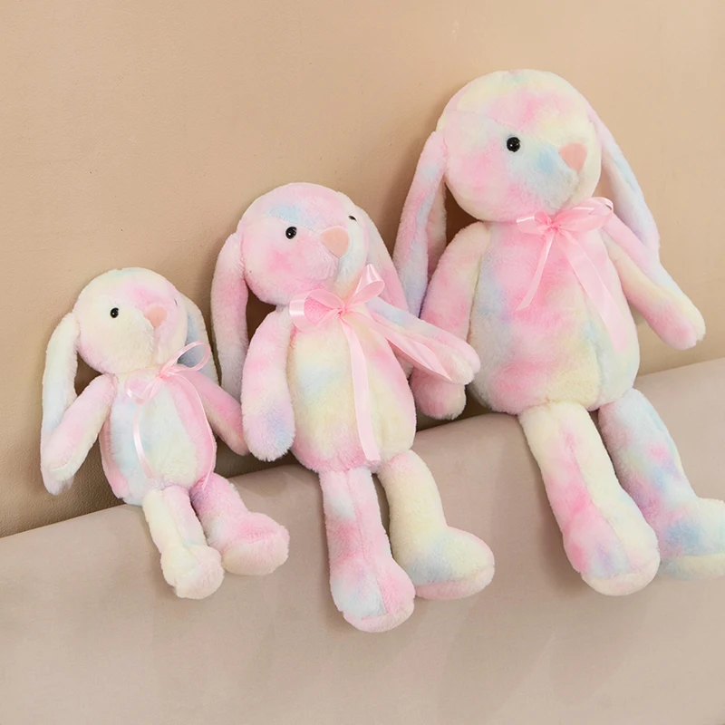 Colorful Rainbow Easter Bunny Rabbit Plush Toys Anime Doll Stuffed Animals for Gift Toddler Infant