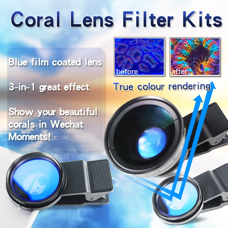 Wholesale Universal Clip Aquarium Coral Lens Filter Basic Kits For