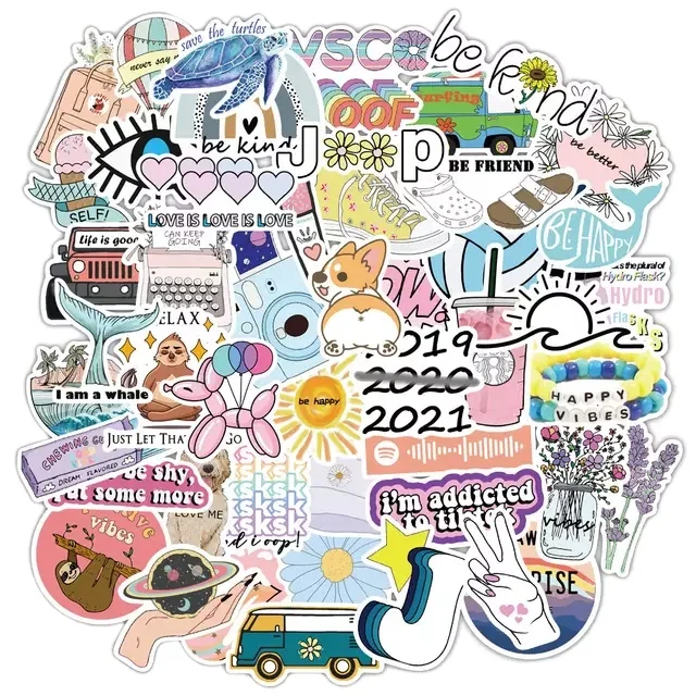 50 PCS/pack Newly designed cute waterproof PVC  vinyl sticker cup computer skateboard mobile car  stickers