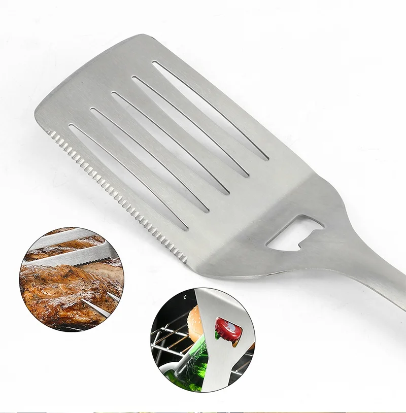 TPR Handle Stainless Steel 430 Set of 4pcs Barbecue Tools