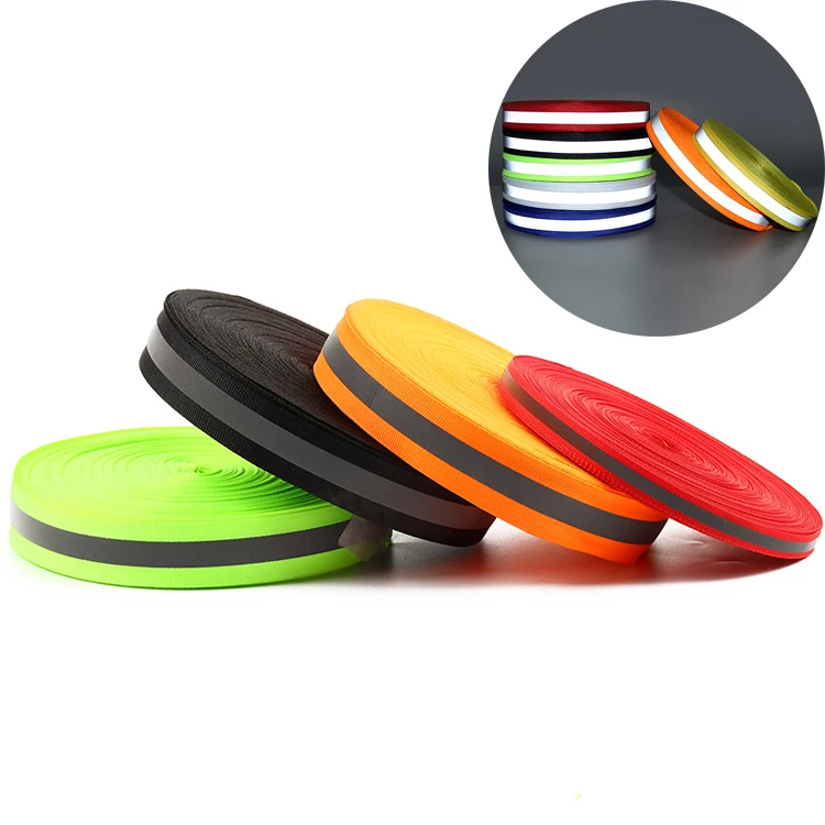 Custom Pattern Printing High Visibility Sewed on Reflective Ribbon Webbing Tape for Apparel with Heat Transfer Reflector