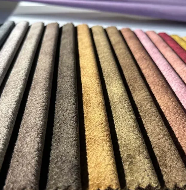 Low Price Good Quality 100% Polyester 180-500GSM Upholstery Suede Sofa Material Fabric Leather for Sofa