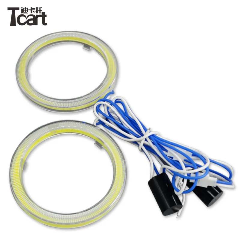 Tcart auto lighting ring 12V Single Color 60mm-140mm COB led angel eyes Ring with led driver Waterproof angel eyes Ring