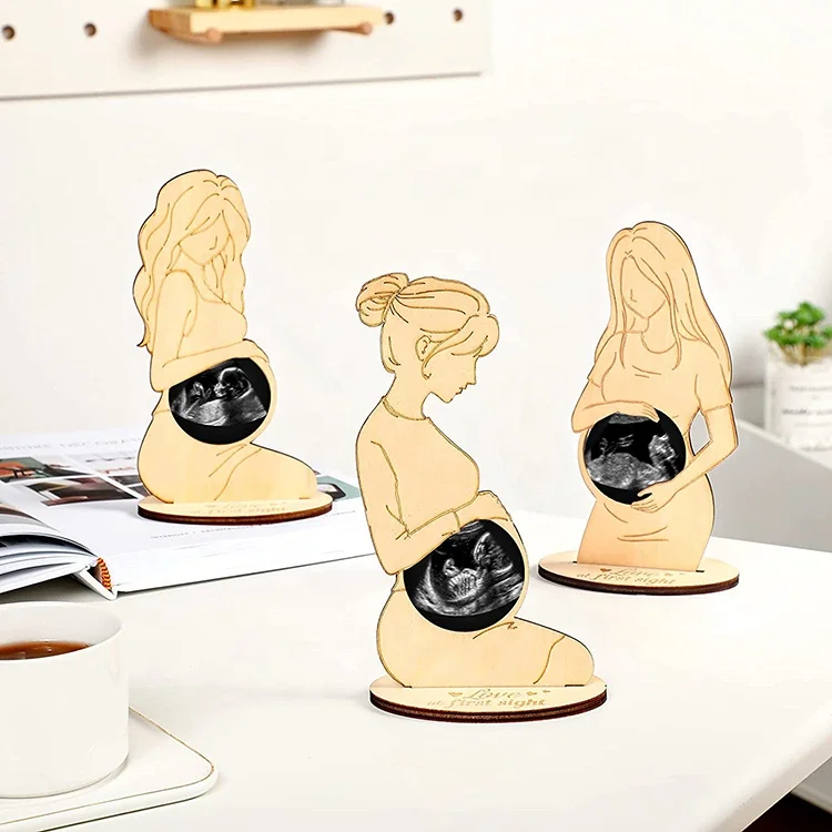 Top Selling Products 2022 Pregnant Women Gifts Wood Sonogram Photo Frame Natural Wooden Photo Frame
