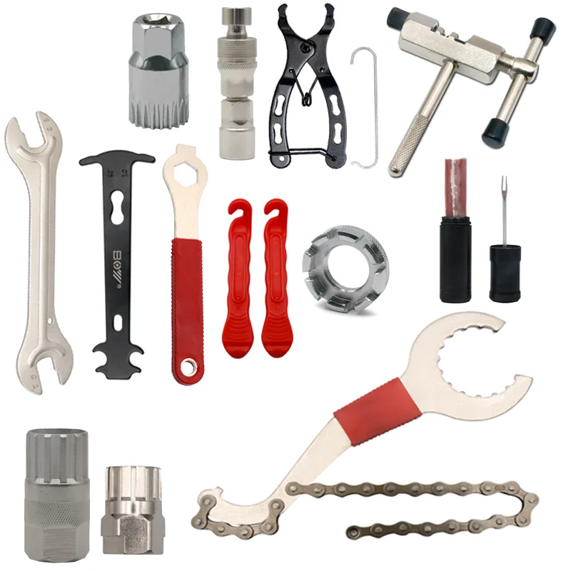 Bicycle Repair Tool Kits Bike Chain Measuring Ruler Crank Puller Extractor Tire Repair Tool Flywheel Remover Cycling Repair Part