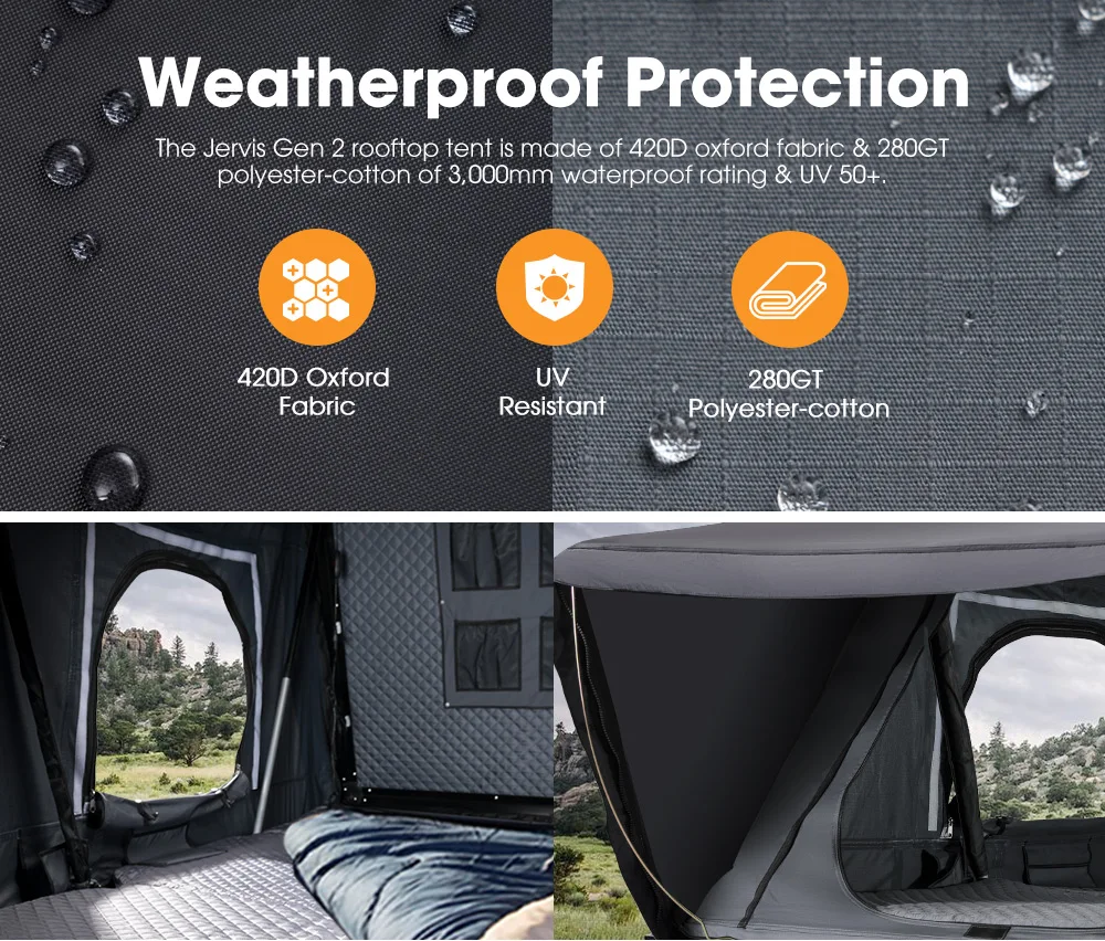 SAN HIMA 4 Person Aluminum High Hard Shell Roof Top Tent Car Rooftop Tent For 4x4 Off-Road Camper Camping