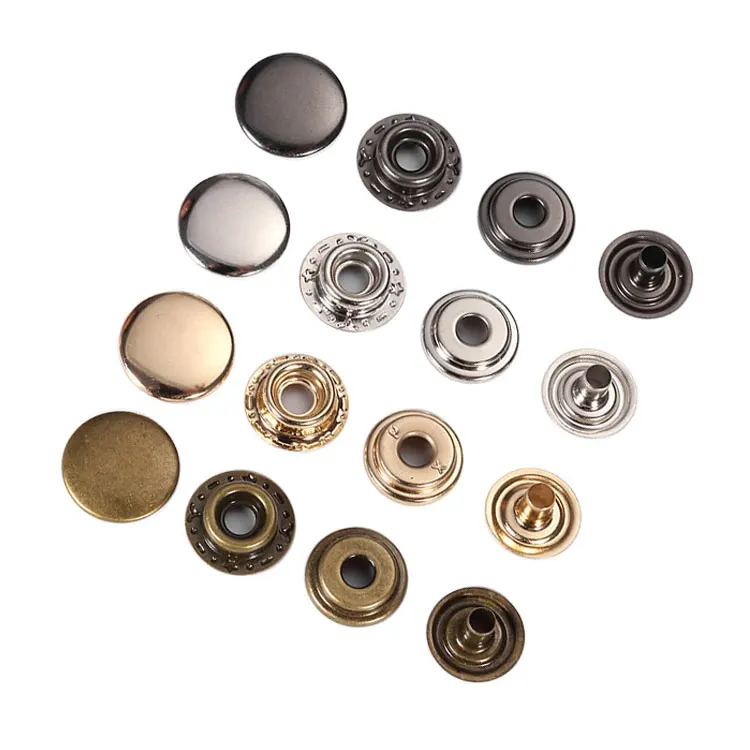 High quality 15mm 12.5mm 10mm metal snap fastener rivet stainless steel brass press snap button